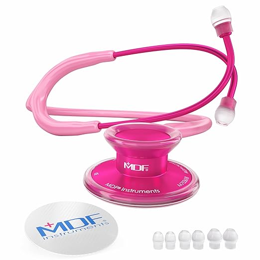 MDF Acoustica Lightweight Dual Head Stethoscope-Pinkalloy Cosmo/Pink(MDF747XPPA01)