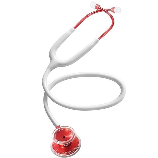 [MDF_STETH_MDF747XPR29] MDF Acoustica Lightweight Dual Head Stethoscope- White and Red (MDF747XPR29)