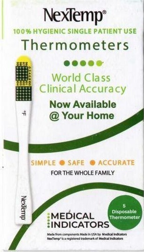 [MI_NEXTEMP_DISP_THERM_5] Medical Indicators Nextemp Disposable Clinical Thermometer (Pack of 5)